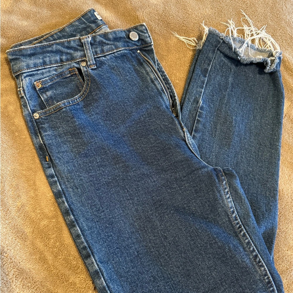 Denim&Co Distressed Blue Ankle Jeans